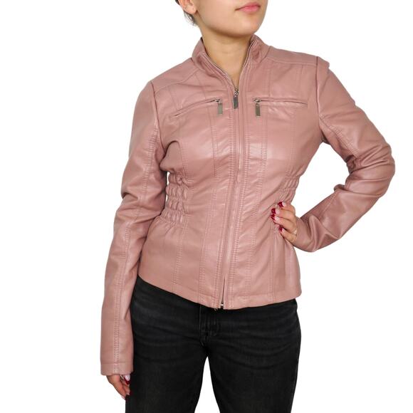 Urban Outfitters New Look Y2k Pink Leather Jacket Small - Picture 4 of 9